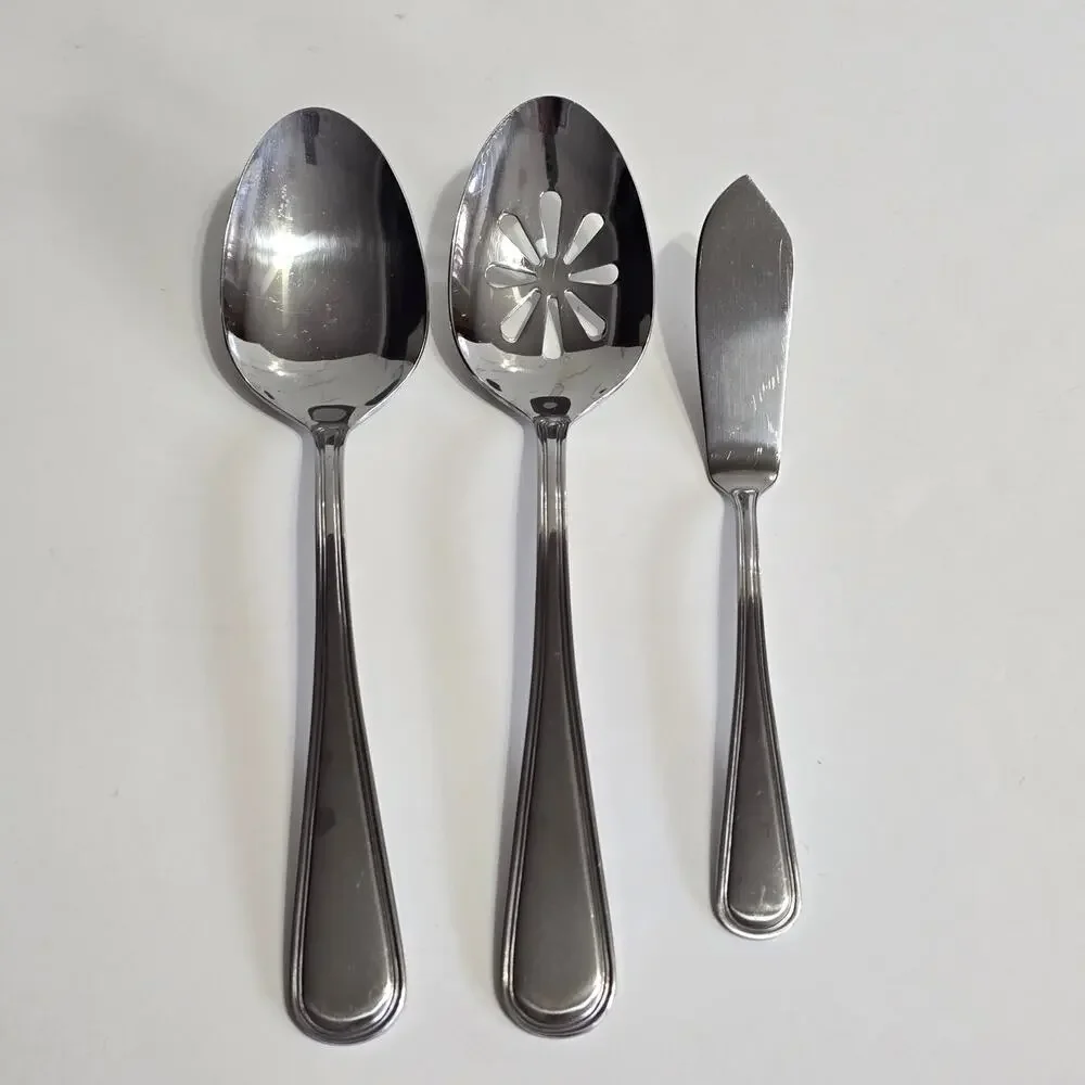 TOWLE Stainless Flatware 3 Piece Serving STRATFORD Spoons Butter Knife